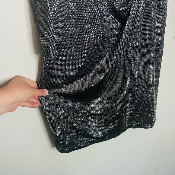 BB DAKOTA Women's Shine Silver Metallic Long Sleeves Mini Dress Size Small - Picture 10 of 16